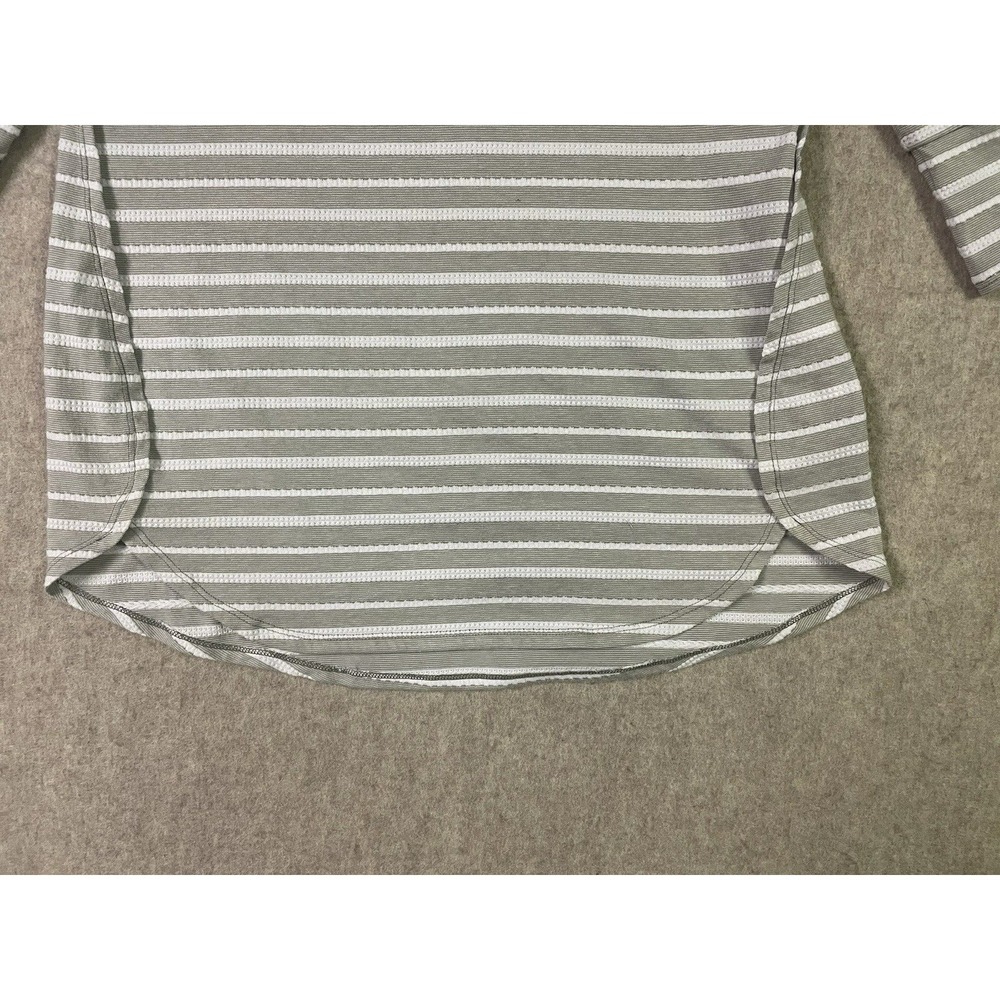 Zenergy by Chicos Grey & White Striped 3/4 Sleeve top Size 1XTunic Casual Comfy - Picture 6 of 12